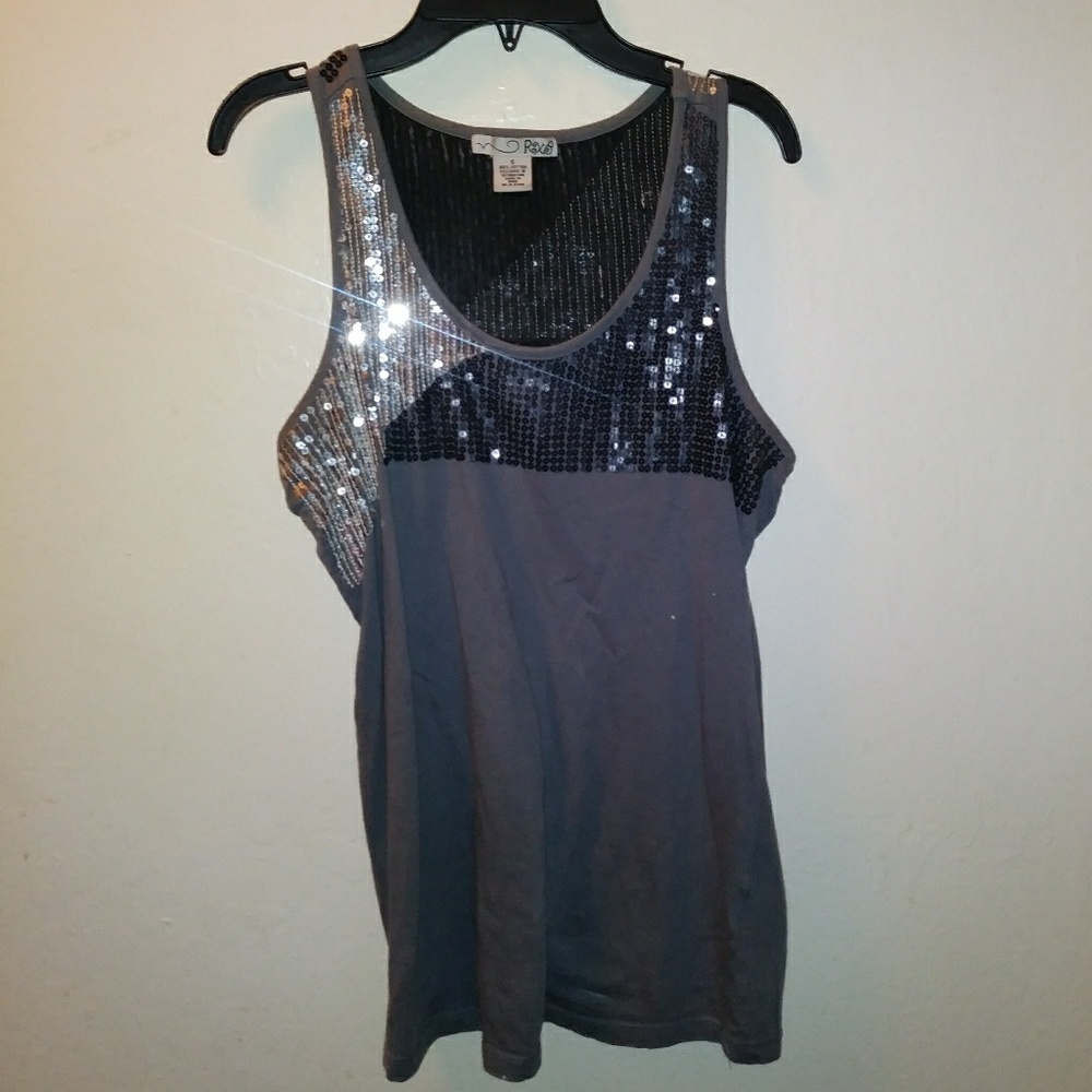 Gray Sequin Tank Top